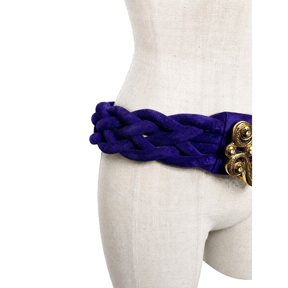 Emanuel Ungaro Parallele Paris Vintage 90\'s Purple Suede statement belt gold NWT main image 11